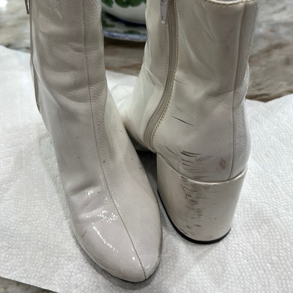 White patent leather with few scuffs